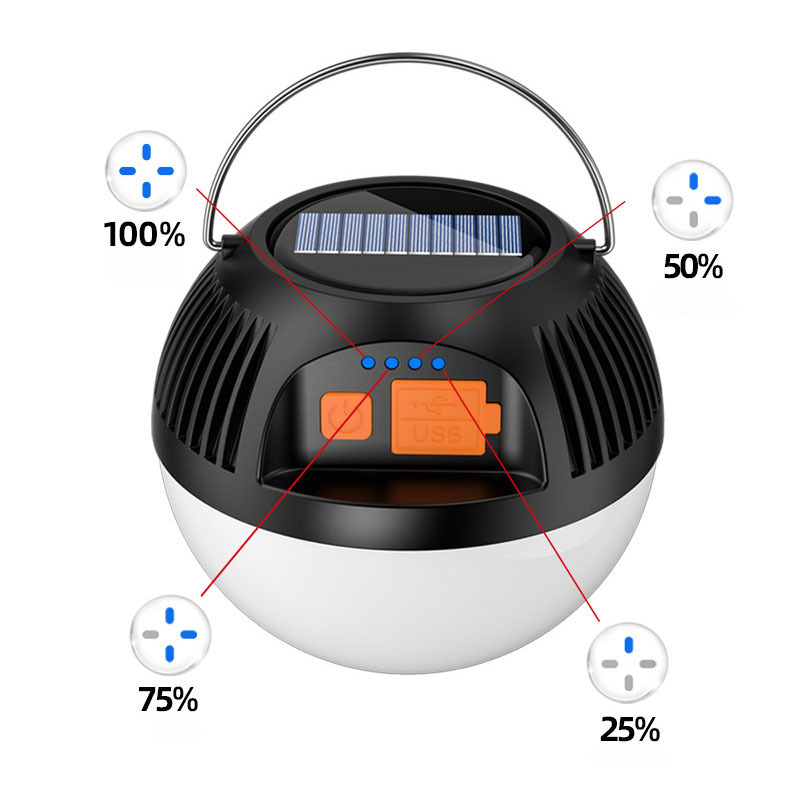 USB Rechargeable Portable Lantern Solar Camping Lantern Flashlight Waterproof Hanging Tape C LED Lights Camping Bulbs