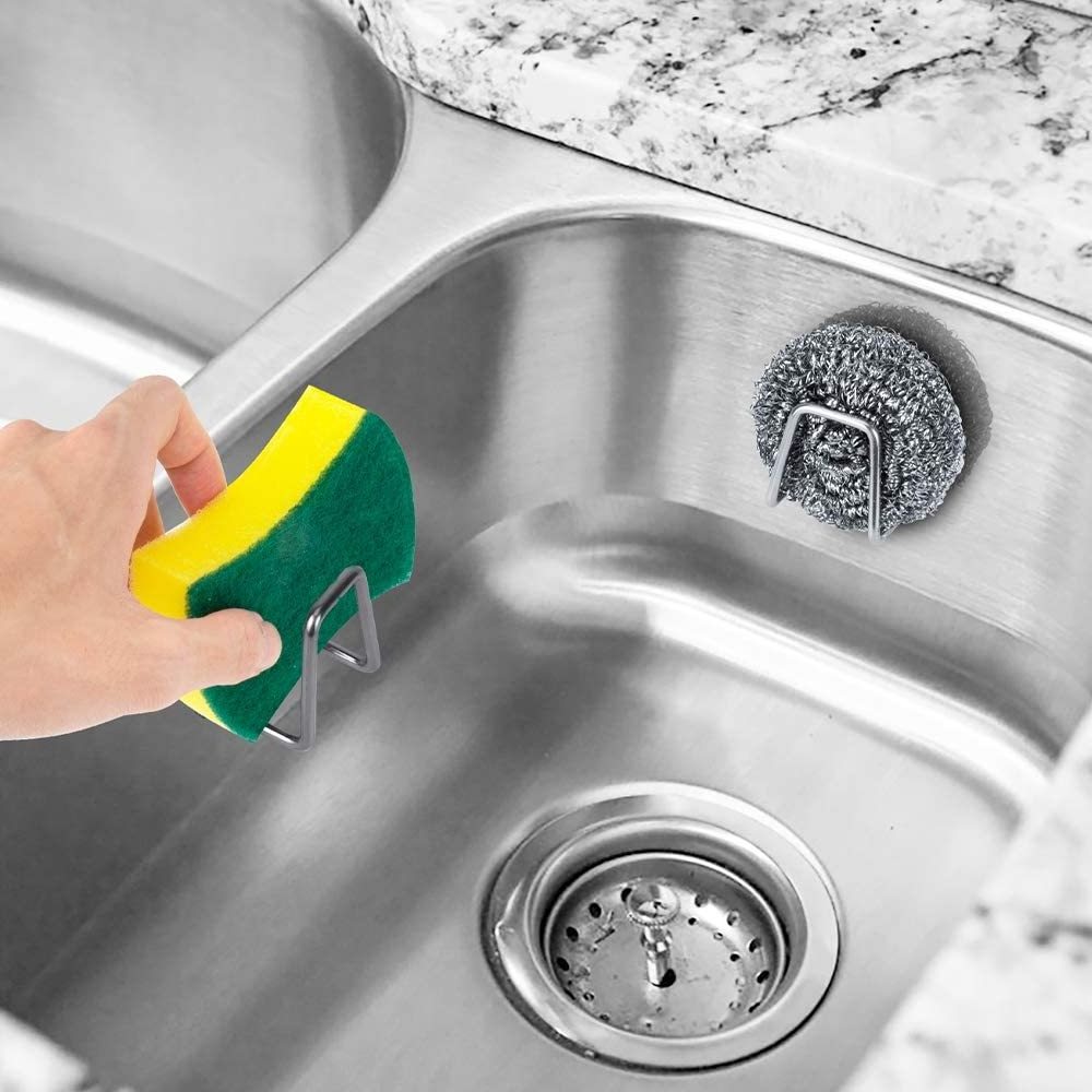 Strong Adhesive Small Kitchen Sponge Holder 304 stainless steel sponge holder for kitchen sink