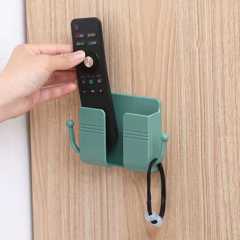 Mobile phone charging bracket multifunctional wall punch free bedroom wall mounted bedside storage remote control storage rack