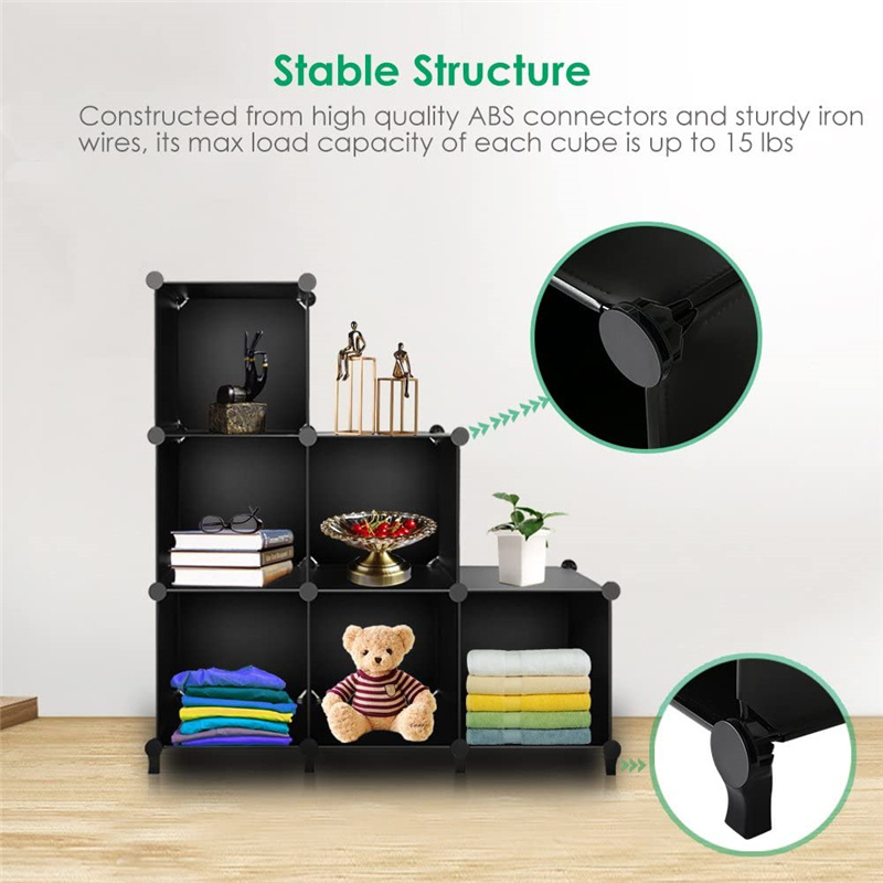 Cube Storage 6-Cube Closet Organizer Storage Shelves Cubes Organizer DIY Plastic Closet Cabinet home rank shelf