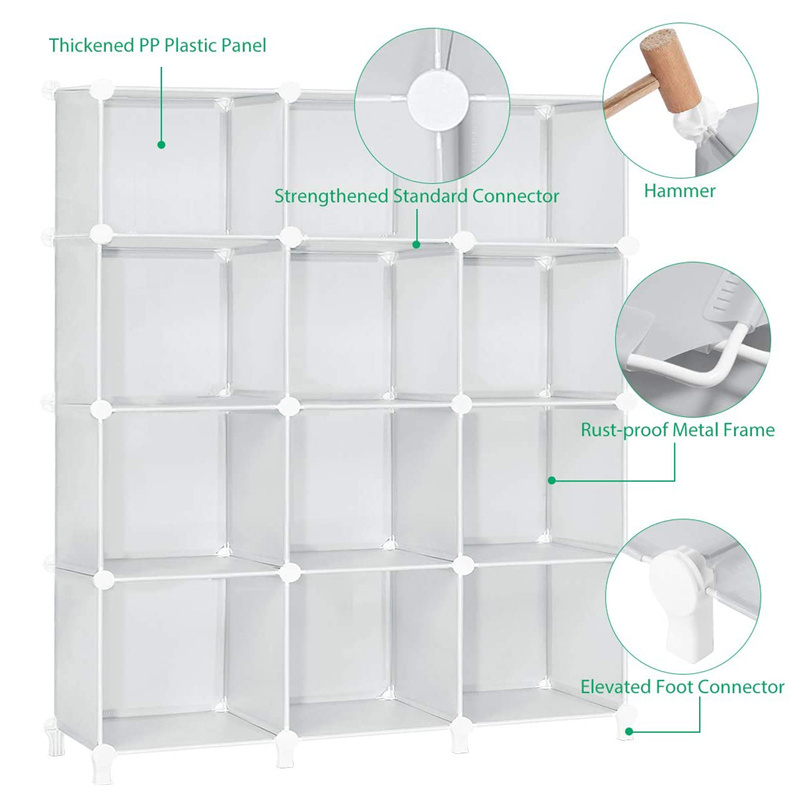 Cube Storage 12-Cube Bookcase Cubes Organizer Storage Shelves Closet Organizer Shelf Plastic Bookshelf Storage shelf rack