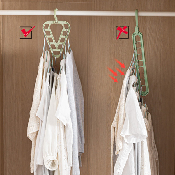 Triangular nine-hole hanger creative rotating magic wardrobe finishing storage rack hanger