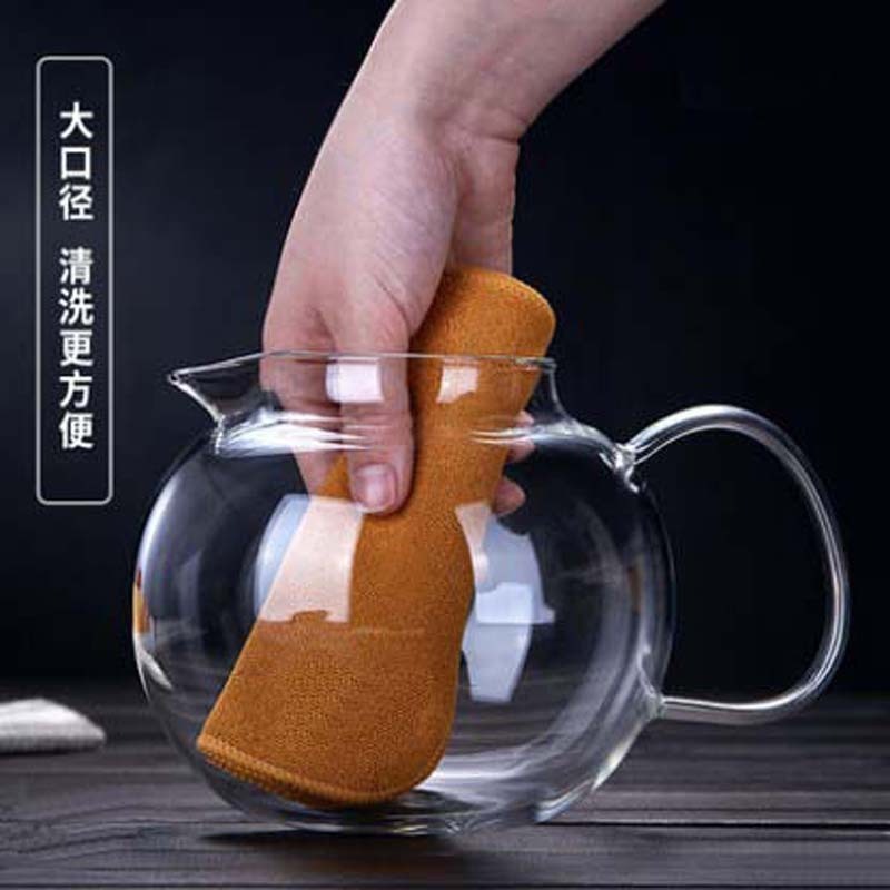 Glass teapot heat-resistant filtered floral tea making teapot thickened black tea set tea maker