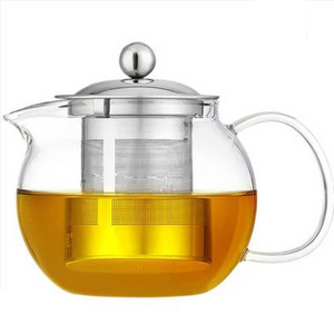 Glass teapot heat-resistant filtered floral tea making teapot thickened black tea set tea maker