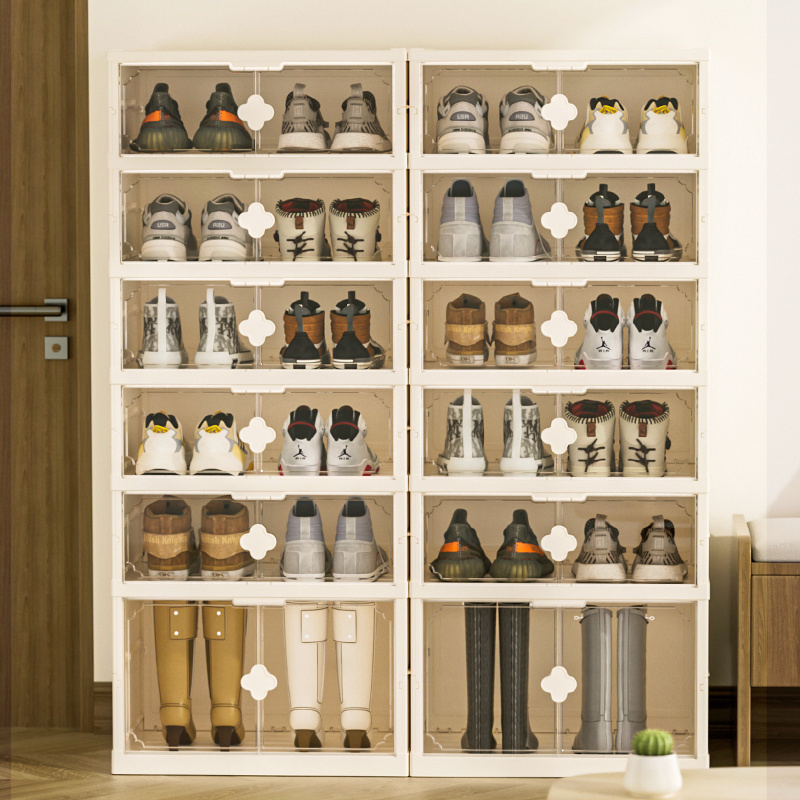 6tier cubes collapsible clear plastic folding foldable shoes storage organizer rack and cabinets furniture