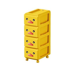 Popular Style Children Cartoon New Color Organizer Plastic Portable Kids Drawer Toy Storage Cabinet With Wheels