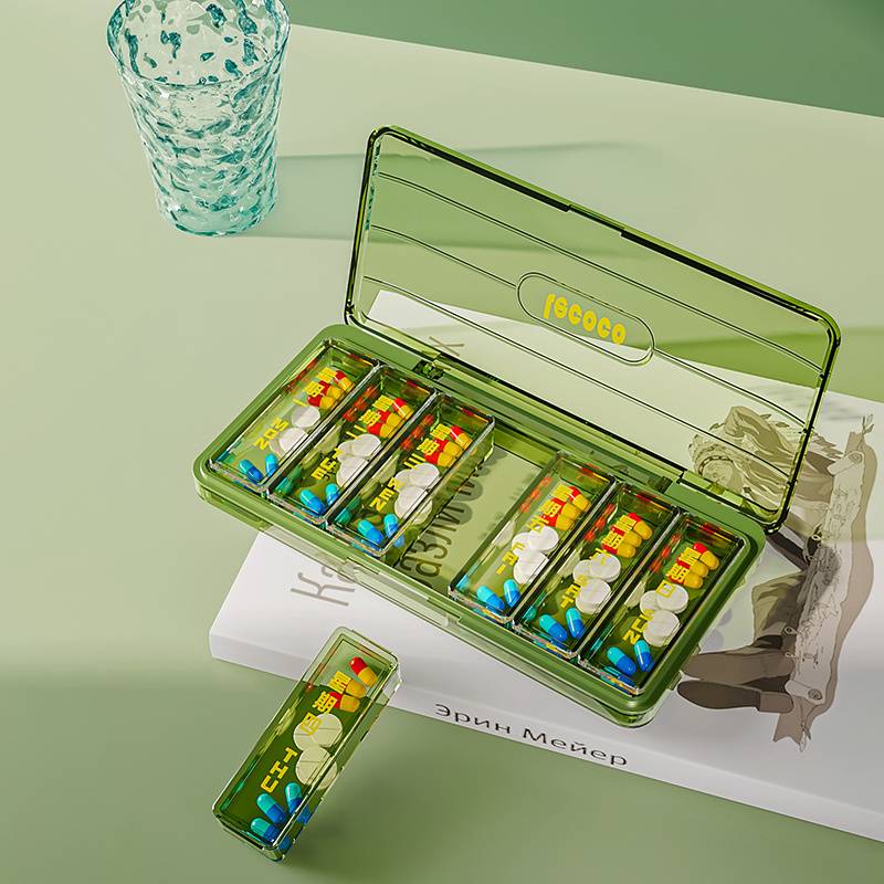 Pill Box Portable 7-Day Sub-Packing A Week Large-Capacity Pills Carry-On Small Medicine Box Sub-Packing Medicine Dispenser