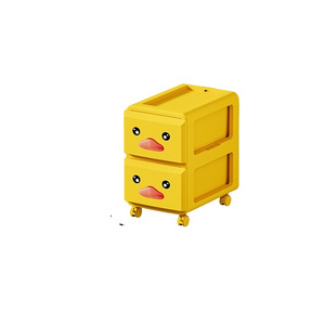 New 2023 Hot Selling Cartoon little yellow duck Plastic Baby clothes cabinet Drawer Plastic Storage With Wheels