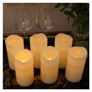 Flameless Candles Cycling 5H Timer Pack Battery Operated LED Real Wax Pillar Candles of 6