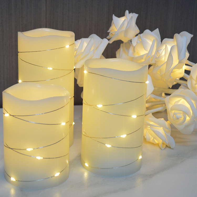 3D real flameless set  ivory timer remote home decoration led wax candles