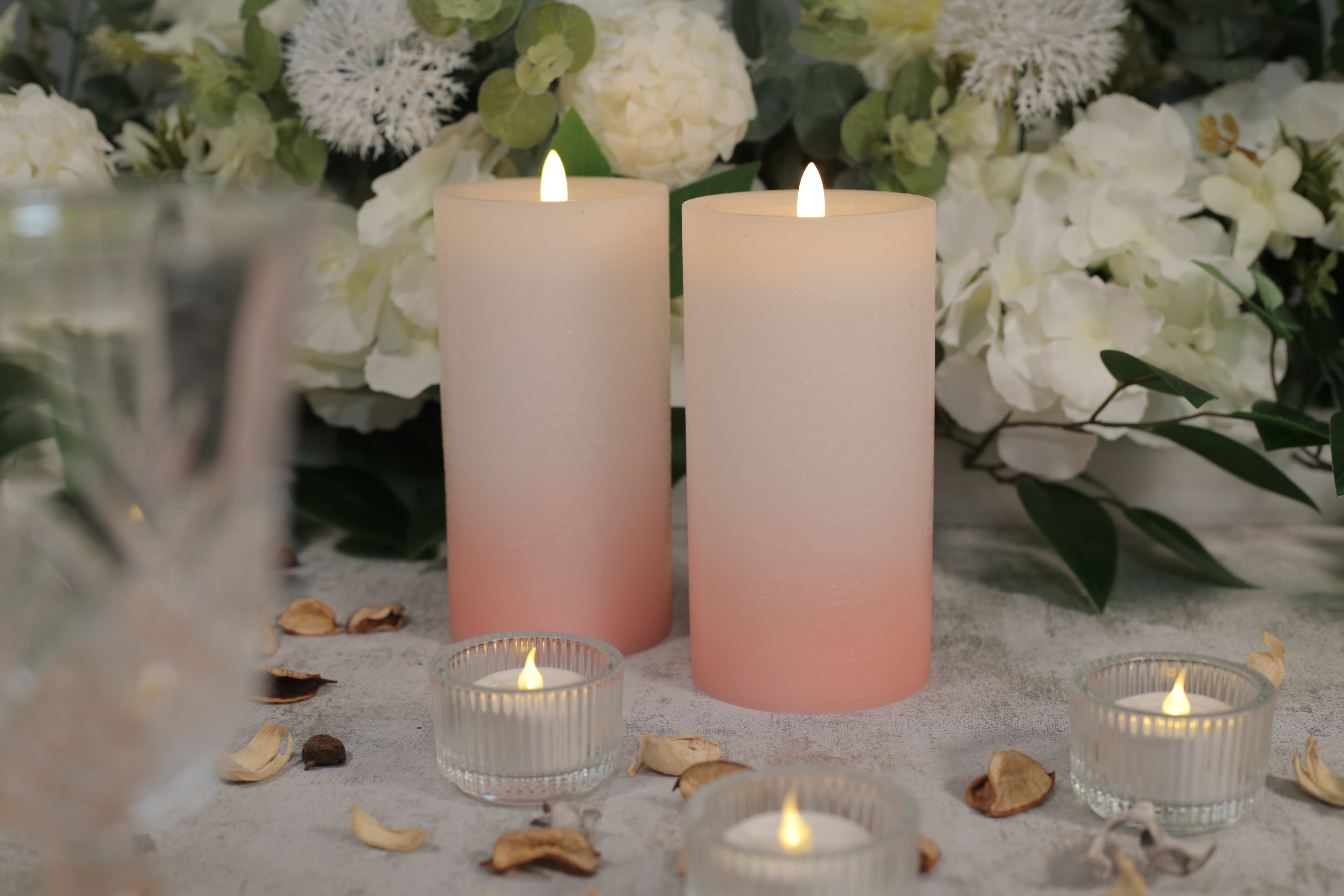 3D Wick light pink led wax candle decorative wedding moving flame led candle