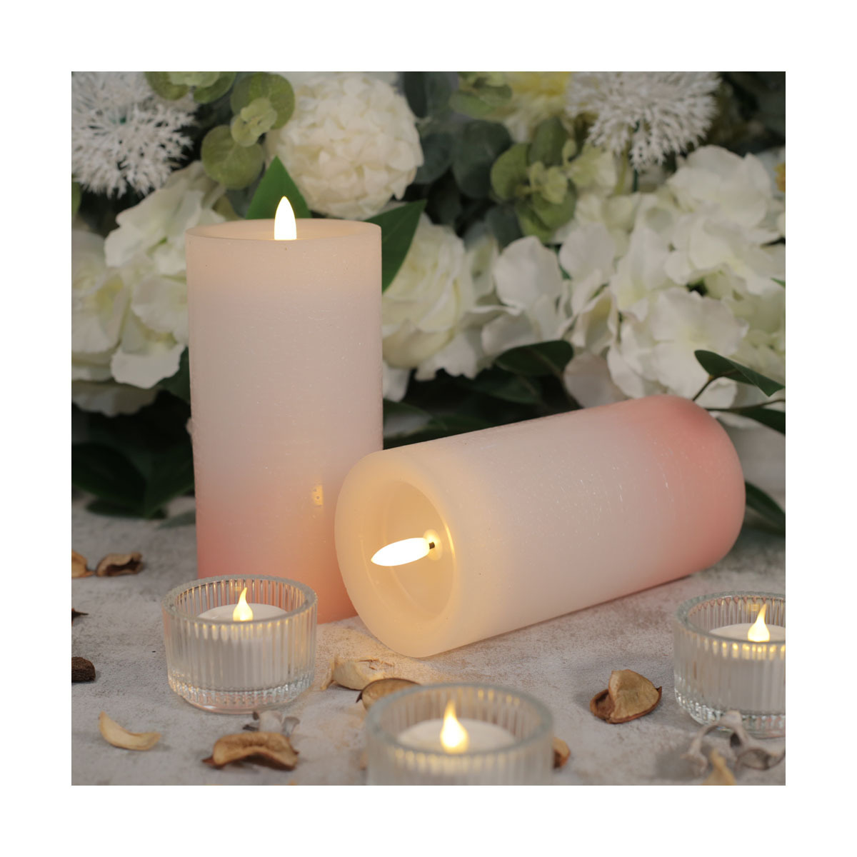 3D Wick light pink led wax candle decorative wedding moving flame led candle