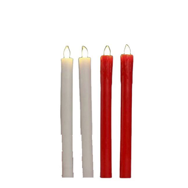 Small LED bougie drip real wax taper candles with battery operated