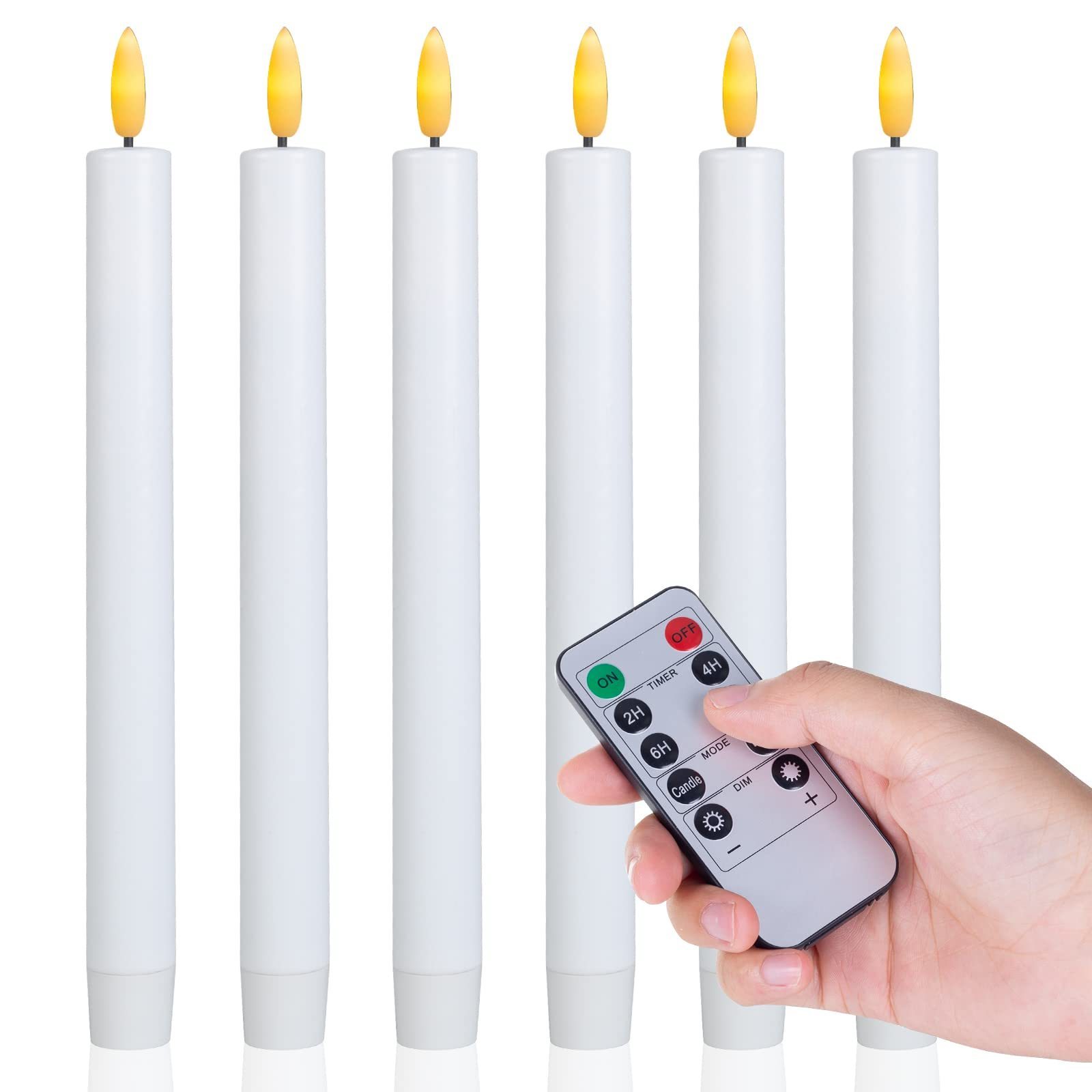 Remote spiral flameless ivory real wax taper electronic candle real wax led flickering candles