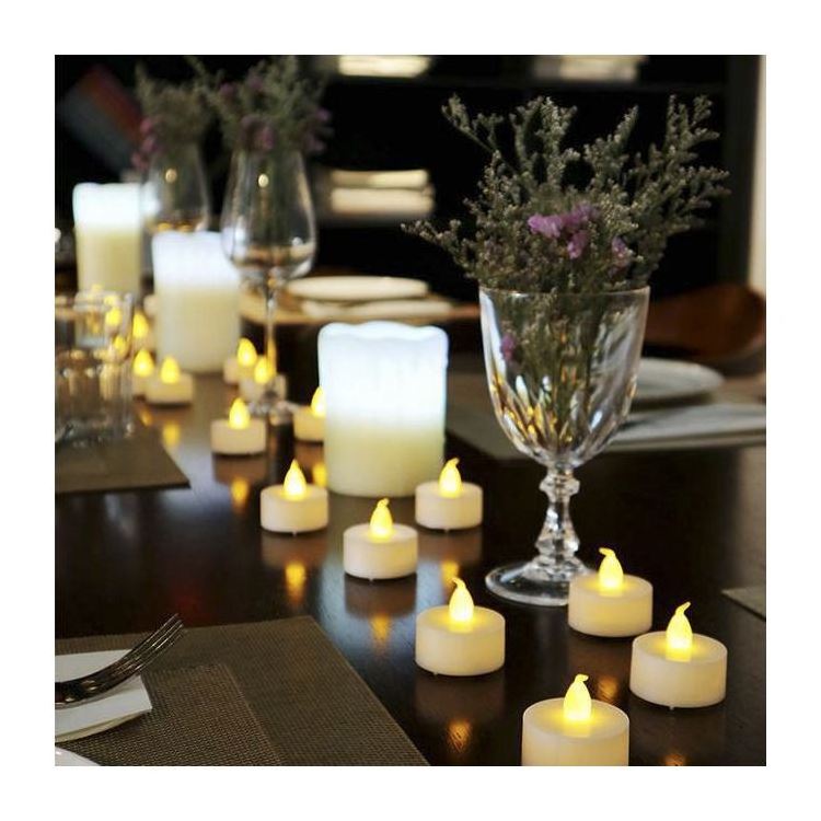 Wholesale Mini Plastic wedding Decorative Flickering Flameless Battery Operated LED Tealight Tea Light Candle