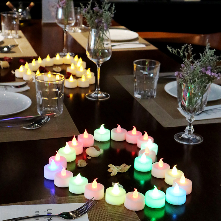 Wholesale Mini Plastic wedding Decorative Flickering Flameless Battery Operated LED Tealight Tea Light Candle