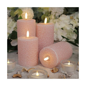 Good quality 3D wick moving flame candle birthday party pink led candle for decoration