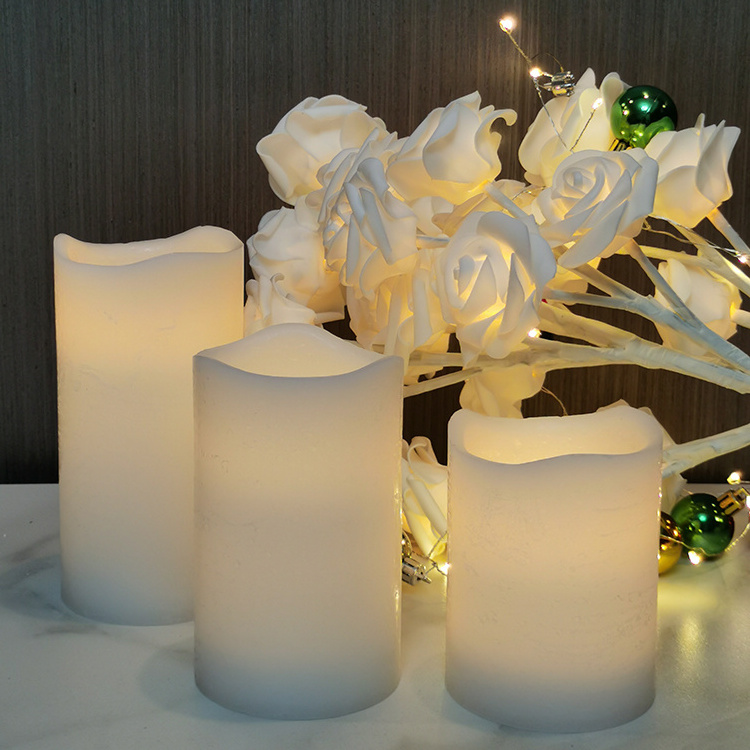 Flameless Candles Battery Operated White Real Wax Pillar LED Candles with 10 Key Remote