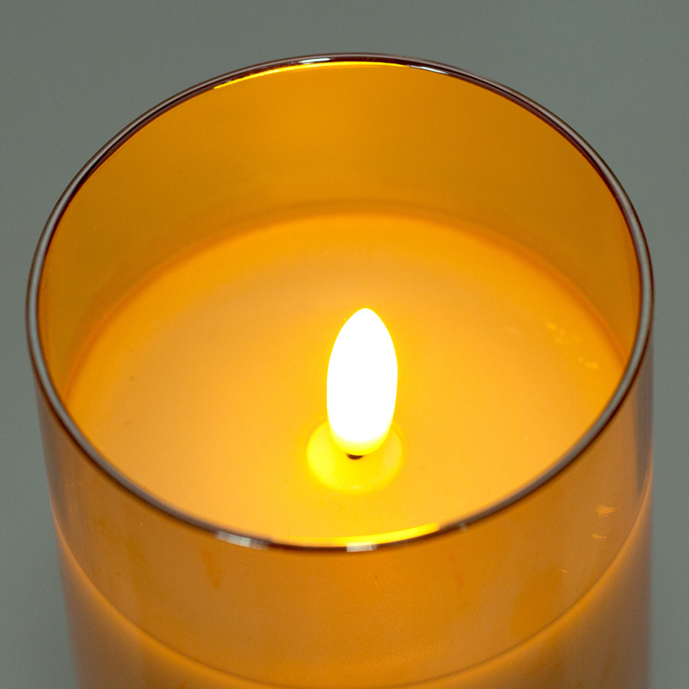 Gold plating glass 3D wick rechargeable electronic chargeable flameless smokeless timer fake pillar LED candle