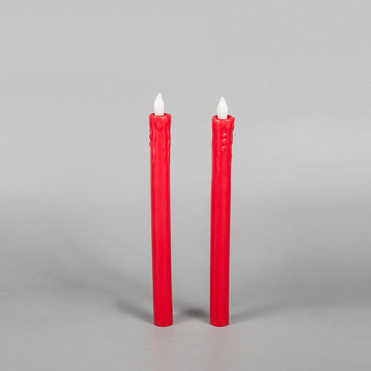 Small LED bougie drip real wax taper candles with battery operated