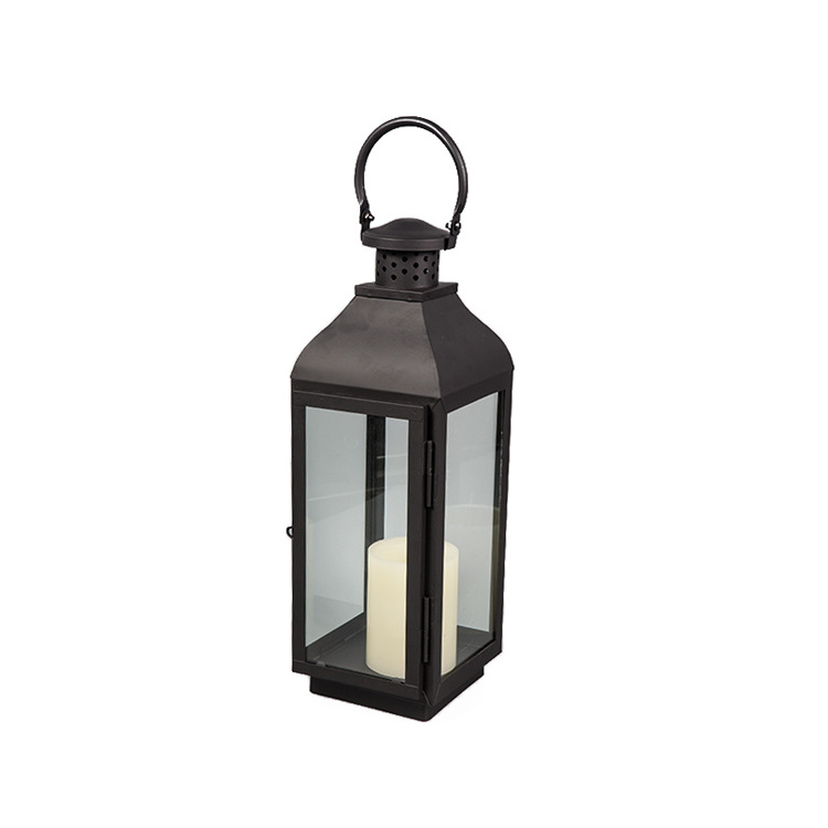 Hot product popular garden black candle holders  galvanized metal lantern set of 3