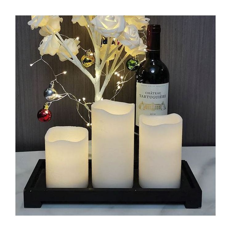 Flameless Candles Battery Operated White Real Wax Pillar LED Candles with 10 Key Remote