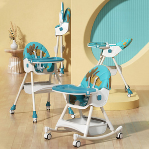 Silla De Comer Para Bebe Kids' Baby Swing Rocking Feeding Chair Multifunctiinal Baby High Chair 3 In 1 With Soft Cushion