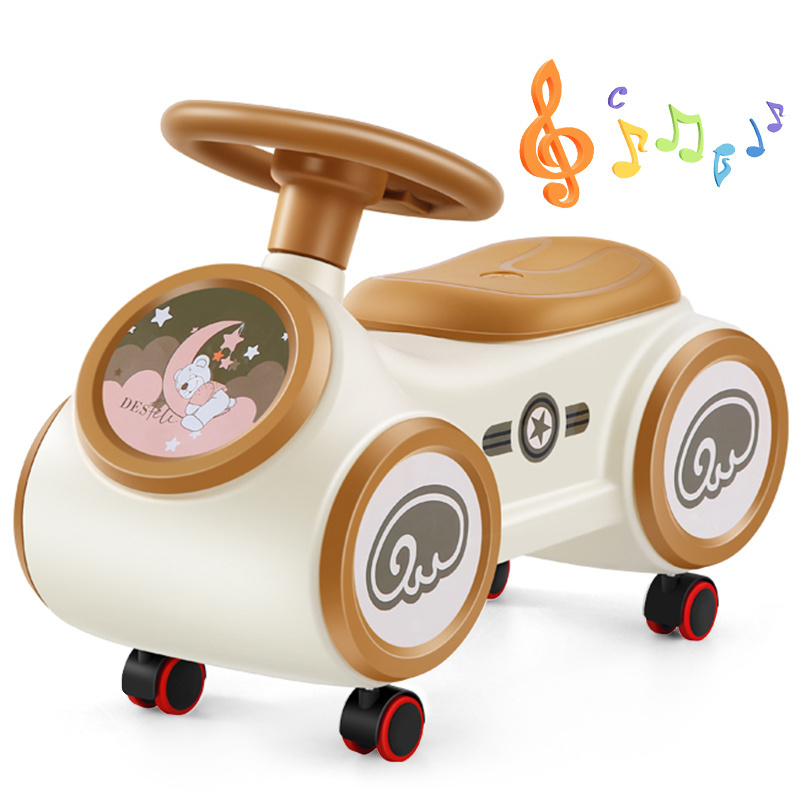 Four Pu Wheels Licensed Cheap Sit to Stand Toddler Baby Ride On Car Electric Toy Kids Swing Wiggle Car With Music