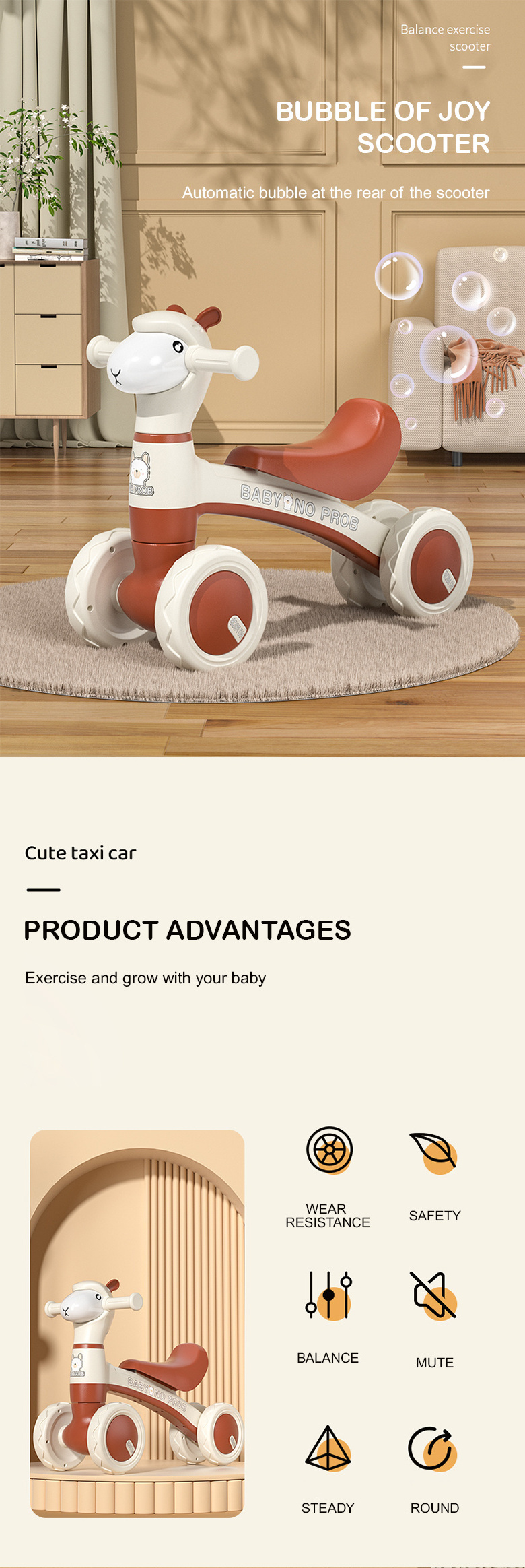 4 Wheels Foot Children's Sliding Baby Balance Bike Walker Ride On Car Toys Kids Scooter For Toddlers Girls Boys