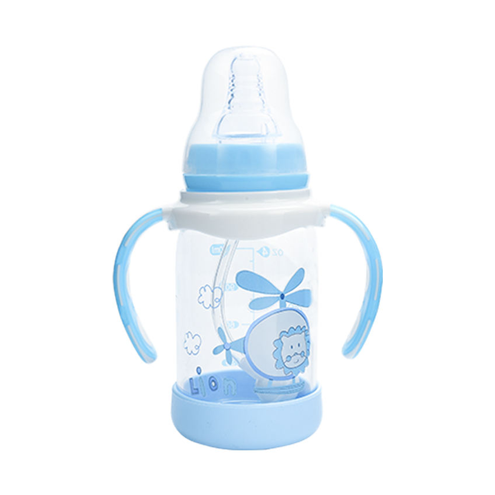 Factory Wholesale New Design 120ml Standard Newborn Handle Baby Glass Feeding Bottle Baby Milk Bottle With Silicon Nipple