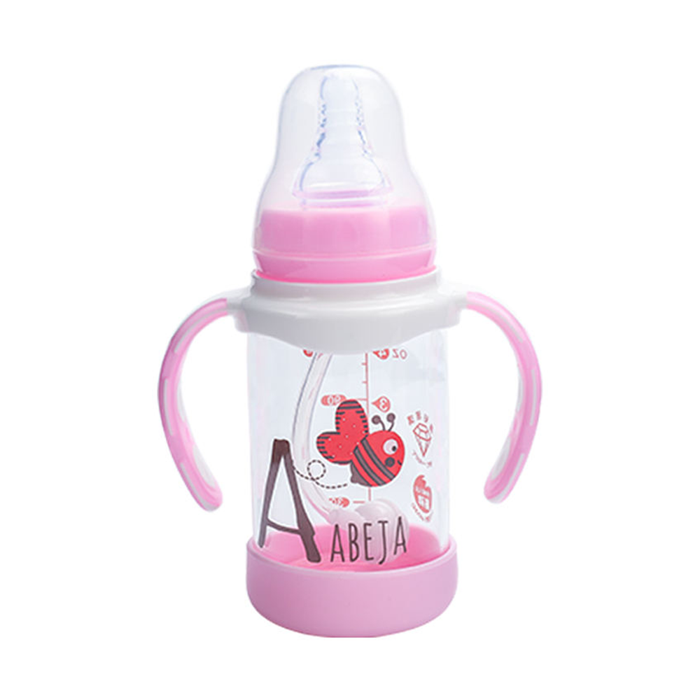 Factory Wholesale New Design 120ml Standard Newborn Handle Baby Glass Feeding Bottle Baby Milk Bottle With Silicon Nipple