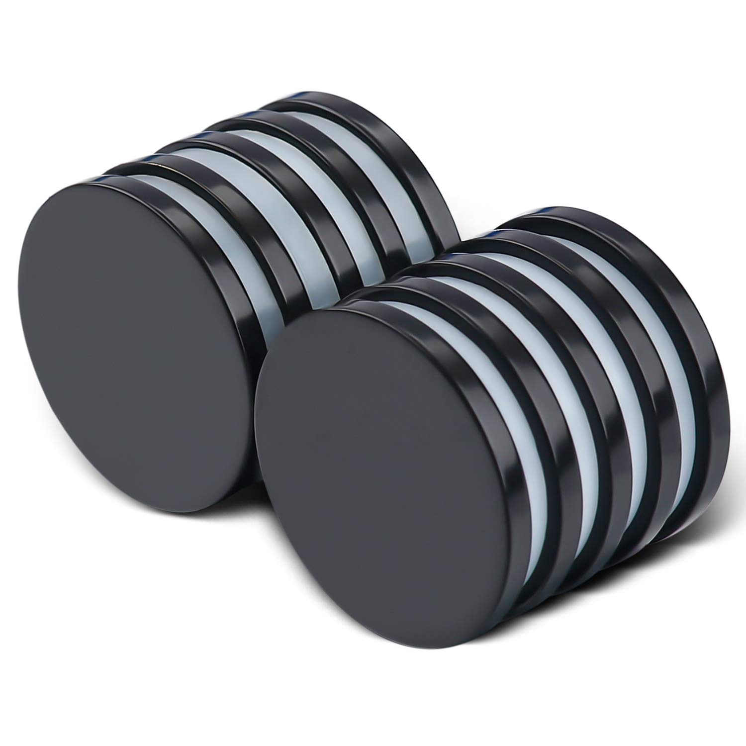 3M Self Adhesive Round NdFeB Magnets Strong Rare Earth Cylinder Disc Black Epoxy Coating Neodymium Magnets