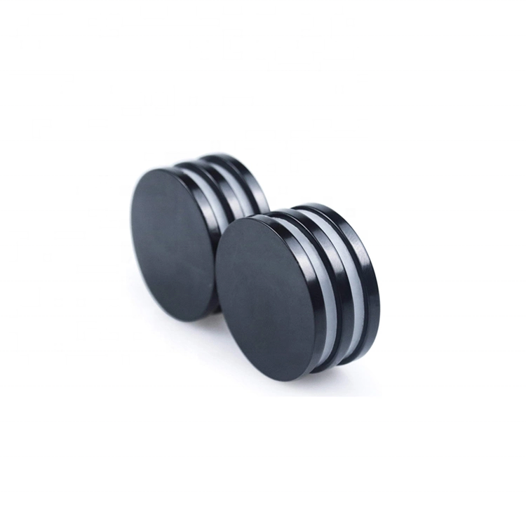 3M Self Adhesive Round NdFeB Magnets Strong Rare Earth Cylinder Disc Black Epoxy Coating Neodymium Magnets