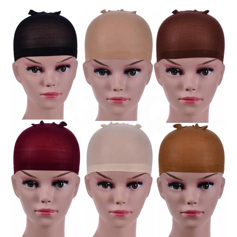 Stretchable unisex hair net brown black full wig cap dome silk human hair wig cap for making wigs