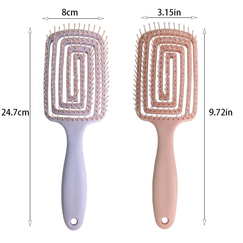 New arrival design curved nylon needle waterproof scalp massage detangling vent hair brush