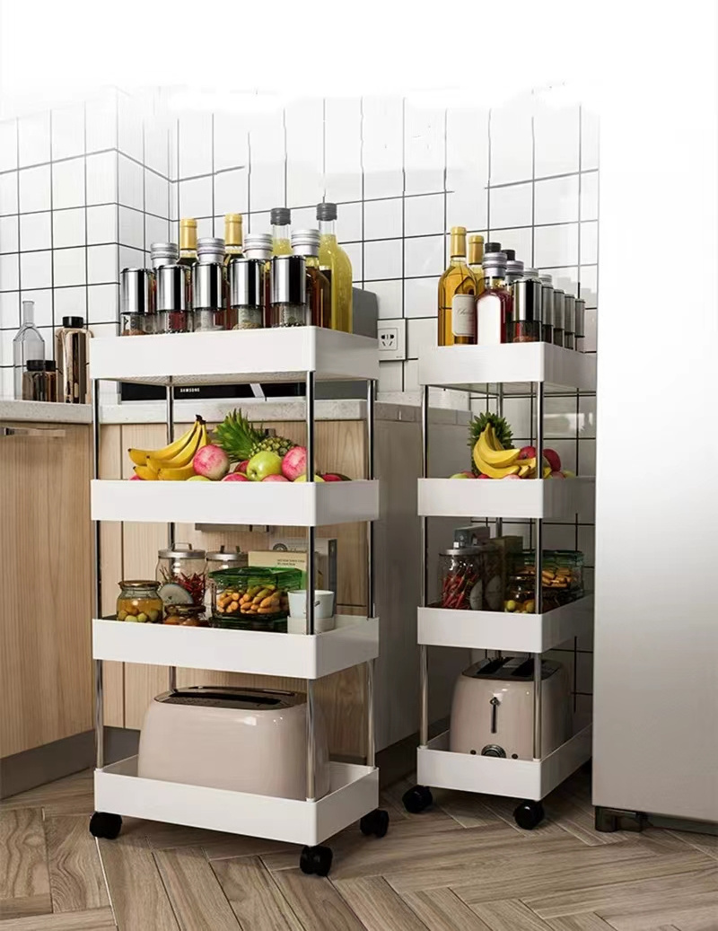 Multifunction  Storage Shelf Rack Vegetable Rack Kitchen Storage Fruit Basket Rolling Trolley Cart Storage