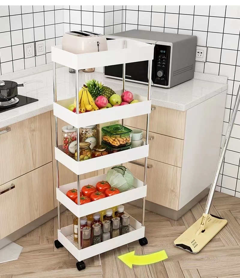 Multifunction  Storage Shelf Rack Vegetable Rack Kitchen Storage Fruit Basket Rolling Trolley Cart Storage