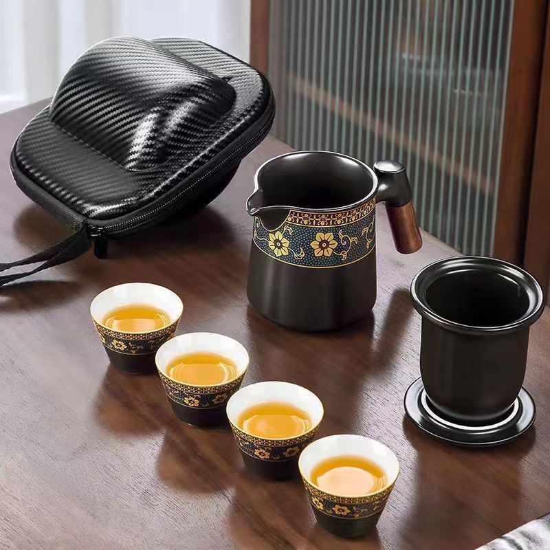 New product Portable Elegant Ceramic Teapot Travel Office Tea Pot Set with bag