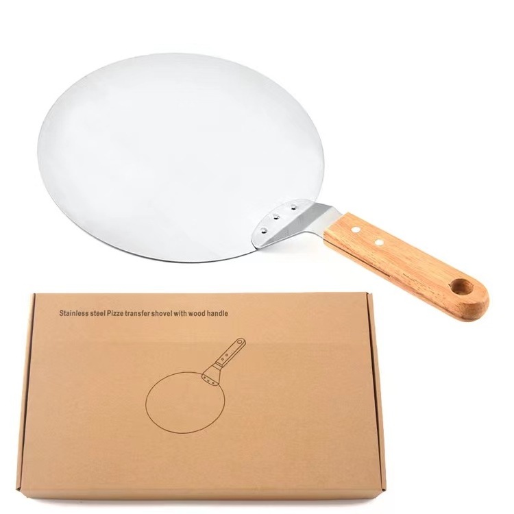 Foldable Round Pizza Peel Custom Stainless Steel Pizza Shovel with folding handle