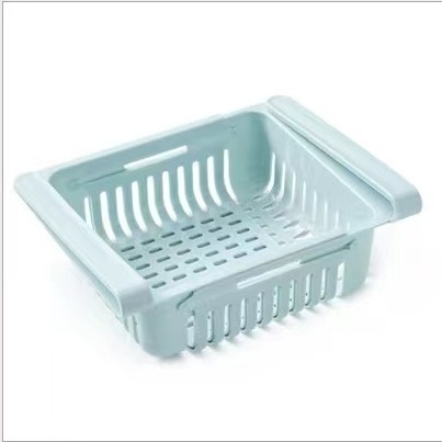 Retractable refrigerator storage drawer organizer food storage basket fruit and vegetable drain basket