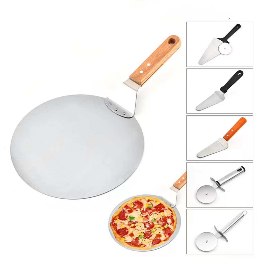 Foldable Round Pizza Peel Custom Stainless Steel Pizza Shovel with folding handle