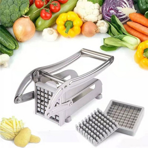 Home Tools Potato Chip Chopper French Fry Cutter with 2 blades Veg Slicer Stainless Steel Manual Potato Cutter Potato Slicer