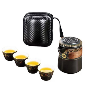 New product Portable Elegant Ceramic Teapot Travel Office Tea Pot Set with bag