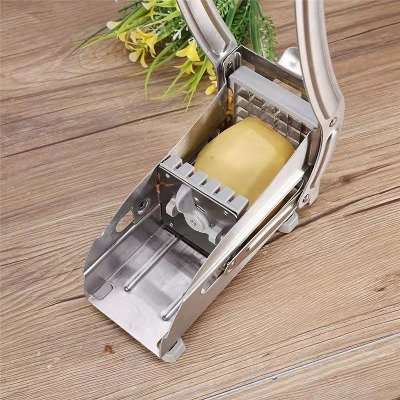 Home Tools Potato Chip Chopper French Fry Cutter with 2 blades Veg Slicer Stainless Steel Manual Potato Cutter Potato Slicer