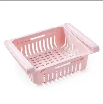 Retractable refrigerator storage drawer organizer food storage basket fruit and vegetable drain basket