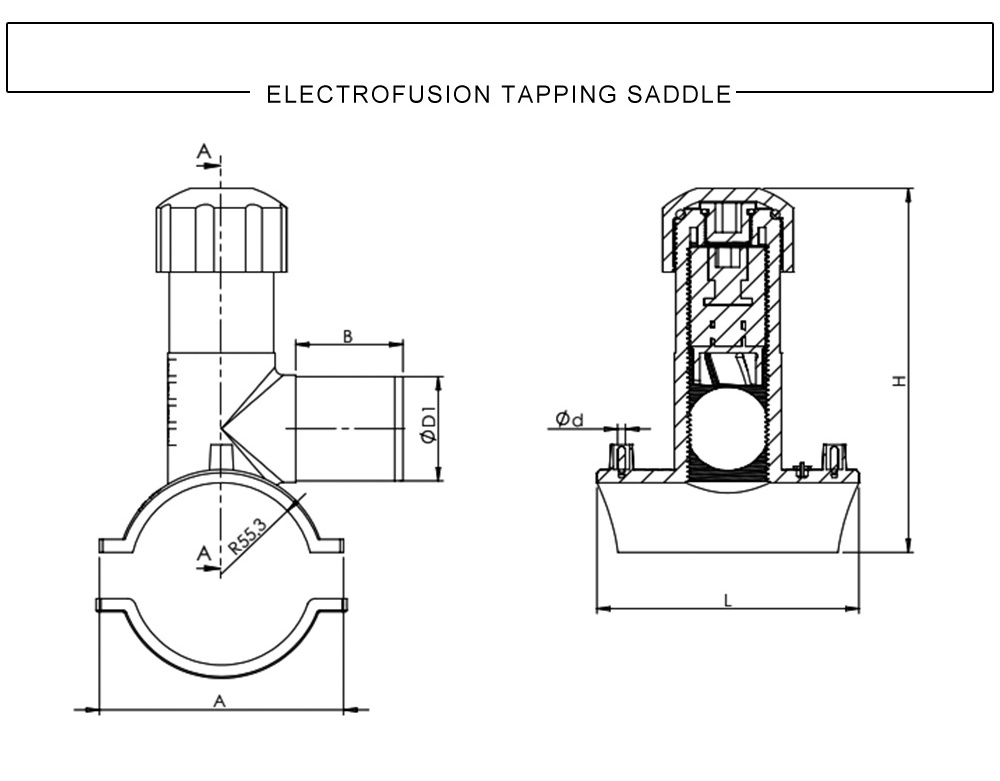 Polypropylene HDPE Pipe PN10 Tapping Clamp Saddle