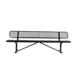 OEM 96" Rectangular Expanded  Single Bench With Backrest Black Park/Outdoor Metal Steel Thermoplastic Benches