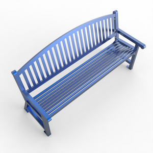 OEM 72" Steel Slat Benches With Backrest Black Park/Outdoor Curved Back, Blue