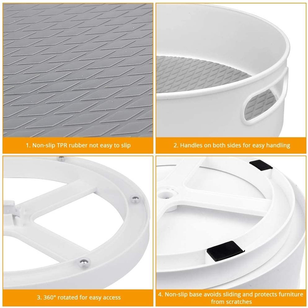 Wholesale Price Non-Slip Deep Plastic Lazy Susan Rotating Storage Container for Kitchen Cabinet Bathroom