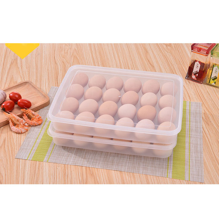 Refrigerator Storage Egg Box 24 Grid Pet Plastic Clear Freezer Eggs Storage Container Kitchen Refrigerator Organizer